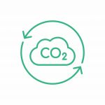 CO2 Carbon dioxide cloud inside circle arrows. la biodegradazione fa parte del ciclo del carbonio