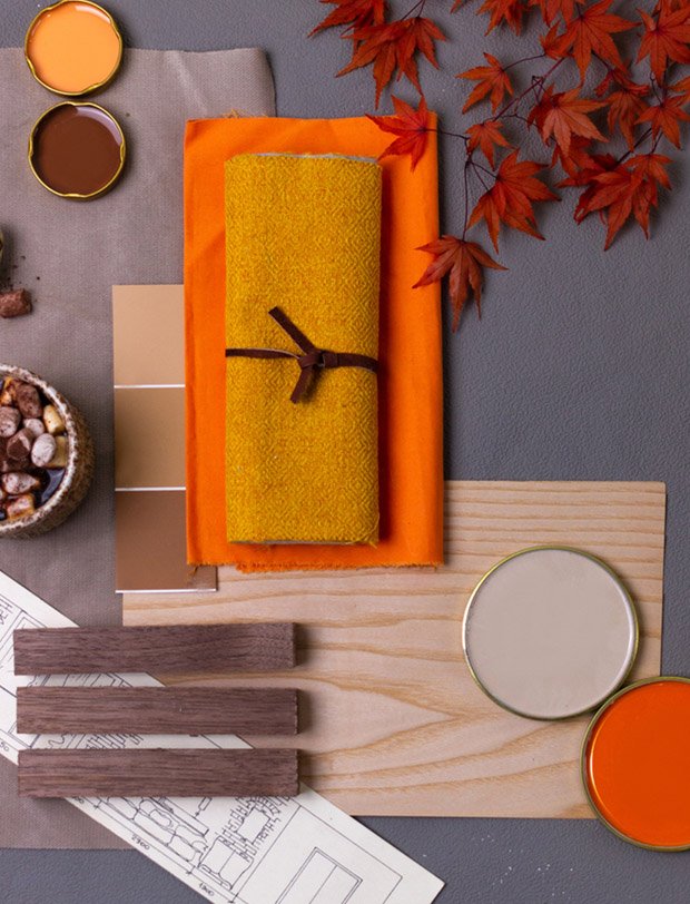 Color palette mood board for interior design and decor Moodboard autunnale